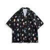 Camisa Floral Retro Floresta Floral Estampa Completa de Crisântemo Manga Curta Masculina e Feminina Estilo Férias Praia Estilo Ilha Havaiana