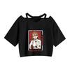 Motosierra Hombre Motosierra Animación Alrededores Sling Suelto Ombligo Camiseta de Manga Corta para Mujer
