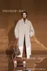 Ropa de Abrigo de Lujo Europea y Americana con Borde de Cuero de Terciopelo de Camello para Mujer, Ropa de Abrigo de Cachemira de Doble Cara, Ropa de Abrigo de Lana, Otoño e Invierno, Gama Alta