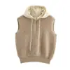 Chaleco de Punto con Media Cremallera y Capucha de Estilo Europeo y Americano Transfronterizo 2026 Nueva Moda Temperamento Femenino Ropa para Ir al Trabajo