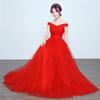 2026 Nuevo Vestido de Noche para Mujer de Otoño e Invierno, Hombros Descubiertos, Largo, Rojo, Nupcial, Cintura Alta, que Oculta el Vientre, Adelgazante, de Maternidad