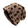Gorro holgado estilo Páramo con estampado de leopardo desgastado para mujer, Otoño e Invierno, Adelgazante, Versátil, Circunferencia de cabeza grande, Gorro turbante