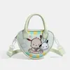 2026 design de nicho bolsa em formato de coração xadrez bolsa de mão com decoração de desenho animado fofa alça de ombro ajustável bolsa pequena transversal