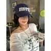 Boné de Baseball Bordado com Letras Retrô Americano para Mulheres, Aba Larga Ampliada e Aprofundada, Rosto Grande, Chapéu de Bico Pequeno