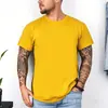 [Camiseta de Algodón Talla Europea] Nueva Camiseta Cultural de Estilo Europeo y Americano de Peso Pesado, Cuello Redondo, Color Liso, para Hombres y Mujeres, Camiseta Casual de Manga Corta, Verde Militar