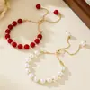 Luz Natural Cerca de Perla Redonda Nicho Pulsera de Alto Grado Diseño Ajustable Temperamento