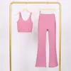 Conjunto de Chaleco Lulu U y Pantalones Acampanados, Ajustado con Cuello Alto, Cremallera Dorada Elástica, Conjunto para Fitness Yoga
