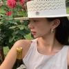 Pendientes de Moda Estilo Japonés y Coreano en Forma de U Gota de Agua con Pines de Plata 925, Pendientes Chapados en Oro de Latón Pulido de Alta Calidad