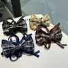 Pinza de Plátano Grande de Cuadros Estilo Coreano con Lazo y Pedrería, Disponible en Múltiples Colores, Pasador Elegante, Accesorio de Cabello Versátil y de Moda para Mujeres
