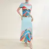 Shenzhen Nanyou Conjunto de Duas Peças Moda Elegante Feminino Verão Manga Curta Estampado T-Shirt Grão de Milho Saia Média