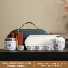 Conjunto de Chá para Acampamento ao Ar Livre Viagem Lótus Enrolado Porcelana Branca Copo Rápido Portátil Conjunto de Bolsa de Couro para Levar em Passeios
