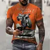 Verano Exportación Transfronterizo Nueva Serie de Motocicletas Impresión Digital 3D Estilo Hip-hop Urbano Suéter Ajustado Camiseta para Hombre