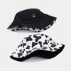Promoção Quente da Amazon Chapéu de Pescador Sorridente Dupla Face Chapéu de Bacia Estampado com Padrão de Vaca Chapéu de Sol para Viagem Praia Homens e Mulheres
