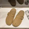Pantuflas retro estilo Birkenstock con dedos divididos y forro de felpa, diseño de media pantufla de punta cerrada, calzado de exterior para mujer, nueva colección otoño 2026, zapatillas tipo mula sin talón