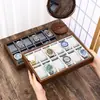 Bandeja de exhibición para relojes de 30 ranuras color nogal en existencia Bandeja de exhibición para mostrador Estante de exhibición para puesto de transmisión en vivo para joyería
