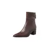 Mais adequados para o trabalho sola silenciosa botas Chelsea de pele de carneiro Outono/Inverno 2026 salto médio grosso bico quadrado couro genuíno botas de tornozelo femininas