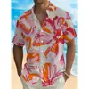 Camisa hawaiana casual de manga corta para hombre, retro, floral, con estampado digital 3D, superventas de verano transfronterizo