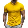 Camiseta de verano de manga corta con cuello camisero, ajuste holgado, talla grande, color liso, polo, Temu, transfronteriza europea y americana