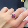Anel Ruby Recém-Cortado com Cristal Super Limpo Explosão de Cor Fogo Pedra Principal 4*5mm Prata 925 Inlay de Precisão