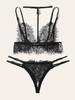 Fornecimento transfronteiriço de comércio exterior europeu e americano lingerie sexy sexy feminina renda preta de três pontos vendas diretas da fábrica