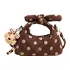Bolsa de mão de poá com laço estilo coreano para mulheres, nova super popular moda 2026, bolsa versátil de ombro e transversal