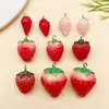 5 Brinquedos de Comida de Resina Estéreo Vermelho/Rosa Pingente Grande de Morango Chaveiro DIY Pulseira Brincos Acessórios de Joias