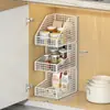 Prateleira de Armazenamento de Filme Conservante para Porta de Armário de Geladeira Caixa de Armazenamento Interna para Porta de Armário de Cozinha Artefato de Armazenamento sem Furos Montado na Parede Armário