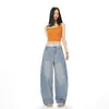 Novidade Outono 2026 Transfronteiriço Design Cintura Vintage Calças Jeans Boca Larga Caimento Denin Foice Calças de Cintura Alta Femininas