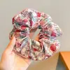 Scrunchie lenço quadrado estilo pastoral francês para meninas e crianças, elástico de cabelo doce com laço para coques, acessório de cabelo