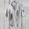 Roupas Masculinas Transfronteiriças Amazon 25 Camisas Henley de Manga Curta Europeias e Americanas Série Halloween Estampada Henley Casual com 7 Botões
