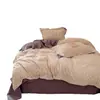Set grueso y cálido de cuatro piezas para otoño e invierno, hecho de 100% algodón con acabado cepillado, de grado A, amigable con la piel y cálido, con una funda nórdica a rayas estilo INS con un borde cosido firmemente.