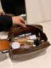 Bolsa de cosméticos portátil de viaje, sencilla y a la moda, de gran capacidad, de color sólido, con cremallera de PU, bolsa de aseo, bolsa de cosméticos portátil