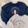Moletom de Algodão Infantil Primavera e Outono Mochila Estampa de Urso Crianças de Tamanho Médio Camiseta de Base Trbottomy Manga Longa Gola Redonda Camiseta de Base Trbottomy