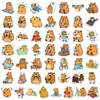 50 adesivos de capivara de celebridade da internet de compra direta transfronteiriça, capivaras fofas com grafite criativo para malas e cadernos