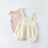 Conjunto Romper com Suspensório Estampado Integral para Bebês e Crianças Pequenas 2026 Novo Estilo de Verão Colete Fino com Laço Conjunto de Duas Peças para Meninas