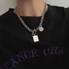 Collar con Etiqueta de Letra Simple Personalizada Estilo Hip-Hop Coreano Acero de Titanio Colgante de Moneda Cadena de Lana Collar Mismo Estilo que Celebridad de Internet