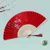 Nuevo Estilo Chino Estilo Antiguo Ventilador Plegable de Bambú Pequeño Portátil de Verano para Danza Cheongsam Hanfu Foto