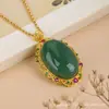 Nuevo Estilo Chino Estilo Nacional Moda Nacional Huevo de Jade Dongling Natural Fideos de Huevo Colgante Versátil Elegante Lujo Alto Nivel Collar de Diamantes