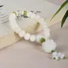 Pulseira de Raiz de Bodhi de Jade Branco, Contas de Semente de Bodhi Estrela e Lua, Pulseira de Contas de Oração DIY, Pulseira Versátil Unissex, Joia Colecionável