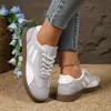 Zapatillas de entrenamiento alemanas de talla grande para mujer transfronterizas, zapatillas deportivas, nuevo modelo 2026, zapatos planos de bloqueo de color retro europeos y americanos para mujer, venta al por mayor
