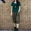 Gordo mm200 kg moda terno feminino verão manga curta camiseta calça solta casual Joker Harlan calças macacão