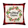 Amazon Temu Venta Caliente Funda de Cojín Tema Navideño Rayas Rojas Corona de Reno Funda de Almohada para Sofá