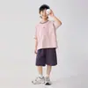 Nova Roupa Infantil de Verão 2026 para Meninos da Haima, Camiseta de Manga Curta com Costura Dupla em Algodão Puro, Fina e Moderna
