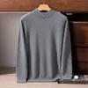Suéter de alta calidad 100% cachemira pura hilo AB para hombre, cuello semialto, jersey casual holgado, capa base suave y amigable con la piel