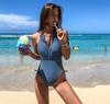 Nuevo Traje de Baño Multicolor para Mujer, Sexy Escote en V Profundo, Muestra el Pecho, Personalidad, Encaje Hueco con Cordones, Vacaciones en Aguas Termales