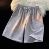 Sempre em estoque, novos shorts esportivos de basquete de verão para homens, calças finas de seda gelada de secagem rápida, shorts casuais até o joelho