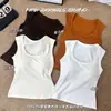 Otoño/Invierno Nuevo Cepillado Cálido Cuello Cuadrado Sentido del Diseño Sexy Adelgazante Ropa Exterior Correa Ancha para el Hombro Chaleco de Color Sólido