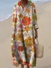 2024 Nova Roupa Europeia e Americana Exportação Transfronteiriça Amazon Novos Produtos Femininos Vestido Longo Estampado Solto Confortável