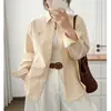[100% Algodón, Tela Oxford, Lavado a la prenda] Camisa de Manga Larga a Rayas Cortas para Primavera/Otoño, Estilo Coreano, Top Versátil y Adelgazante para Mujer