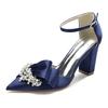 2025 Tacón Grueso Punta Fina Hueco Pulsera de Pedrería Zapatos de Boda Zapatos de Novia Zapatos de Dama de Honor Zapatos de Banquete 2014-107